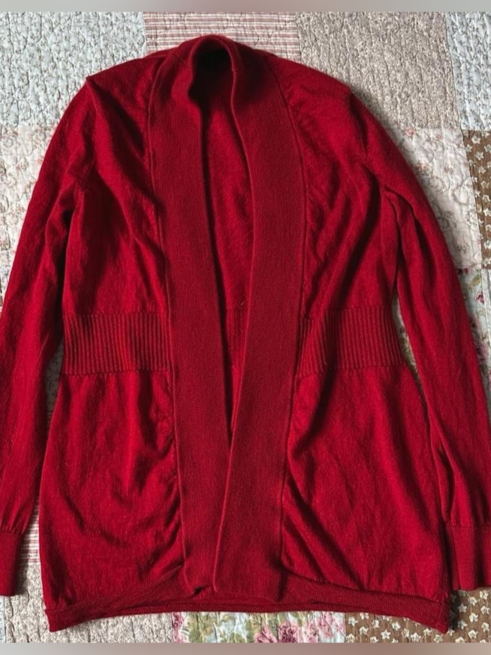 Talbots red merino wool fitted cardigan